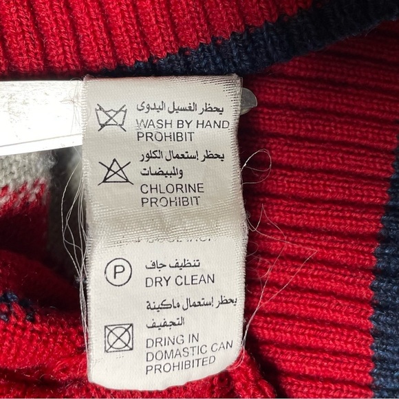 Vintage Cellini Men's Red&Blue Argyle Wool Blend Sweater Preppy Grandpa Academia - Picture 6 of 8